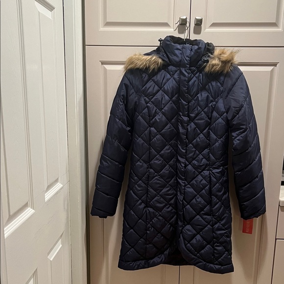 Sporto Jackets & Blazers - Sporto Navy Quilted woman’s S Coat with Faux Fur Trim the faux fur removable😃